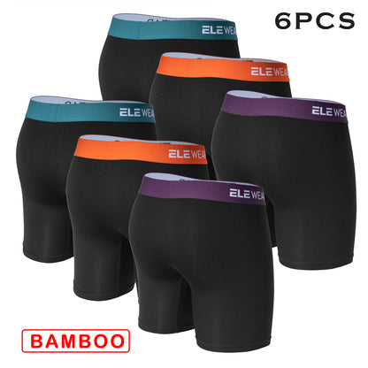 6 pcs Bamboo Men Underwear With Opening Breathable Mens Boxershorts Men's Panties Underpants Plus Size Fashion Boxers Brief