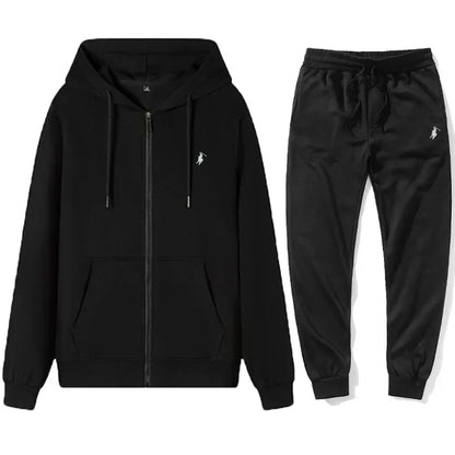 New Men's Autumn and Winter Classic Hoodie and Sweatpants, Suitable for Leisure Fitness, Warm Sports Set