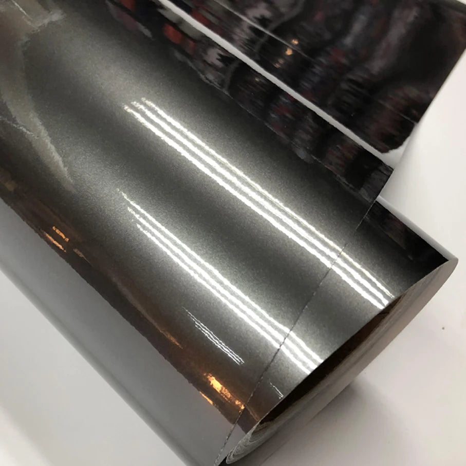 Gloss Metallic Gunmetal Vinyl Wrap Candy Glossy Grey Car Film Sticker With Air Bubble Auto Motorcycle Wrapping Covering Foil