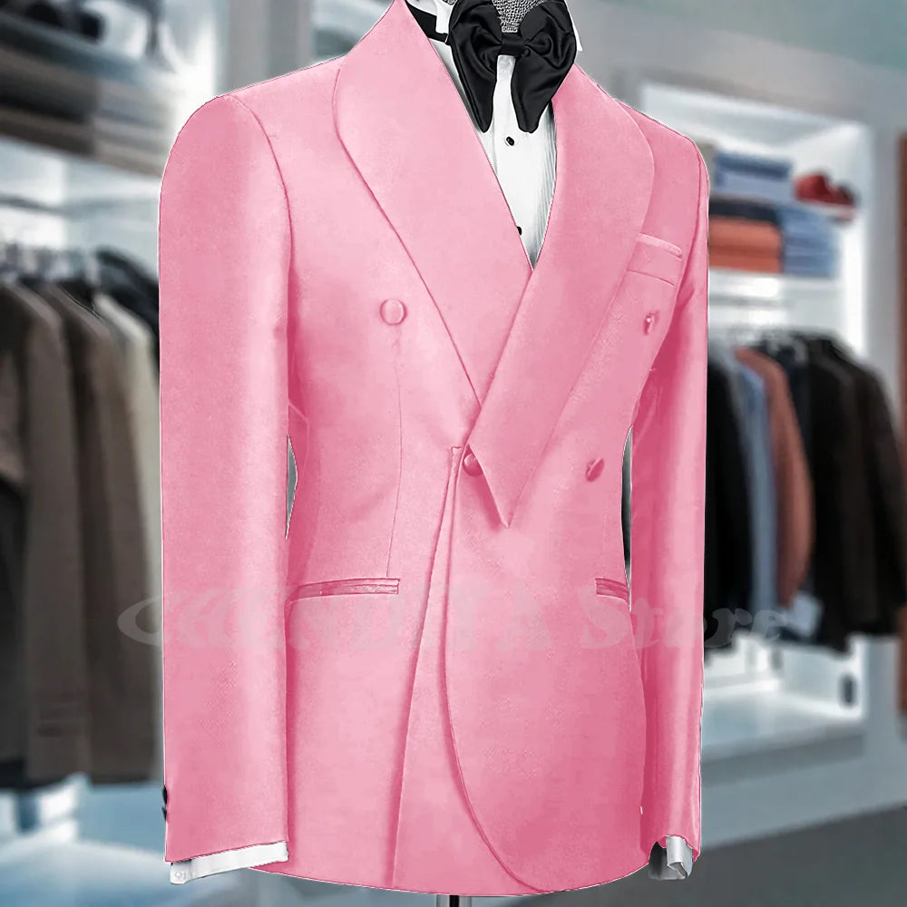 Black Suits For Men Shawl Lapel Formal 1 Piece Jacket Double Breasted Business Casual Groom Wedding Party Custom Made Blazer