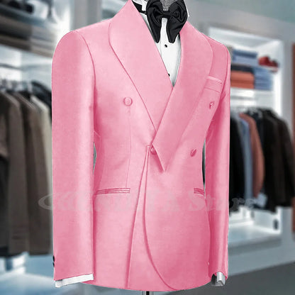Black Suits For Men Shawl Lapel Formal 1 Piece Jacket Double Breasted Business Casual Groom Wedding Party Custom Made Blazer