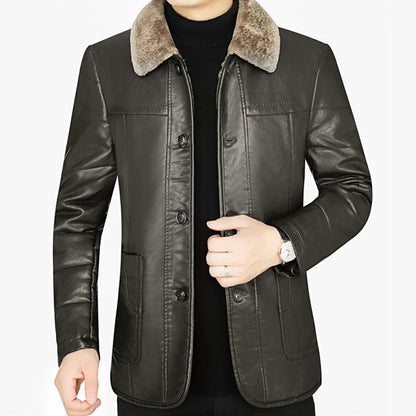 Male Leather Jacket Man Black/Brown Natural Leather And Fur Jacket Men Winter Add Fleece Coats Man Sheepskin Jacket Coats New