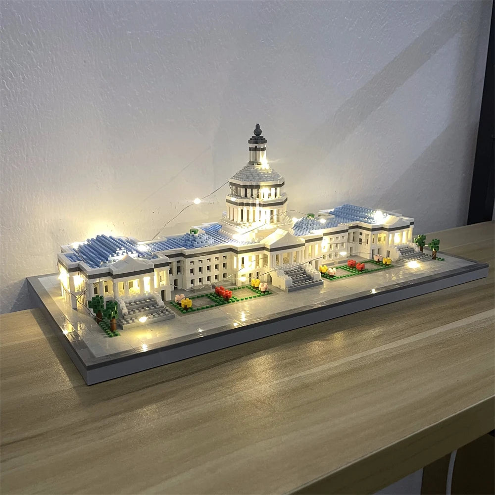 Knew Built Micro Mini Building Block with USB LED Light, White House Toy, Architecture Model, Ideal Decorative Piece Home Office