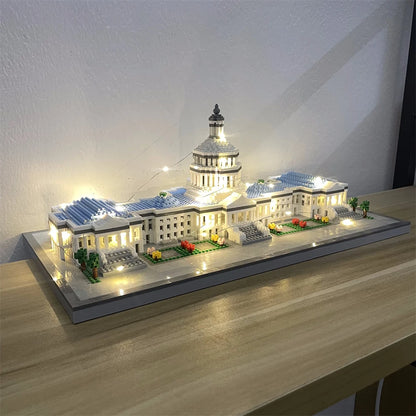 Knew Built Micro Mini Building Block with USB LED Light, White House Toy, Architecture Model, Ideal Decorative Piece Home Office