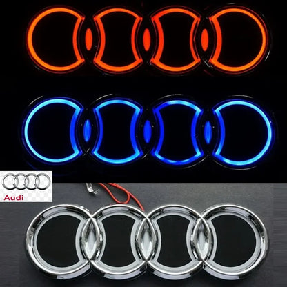 18*5.8CM is suitable for 5D Audi refitting personalized decorative light Q3 A3 Q5 TT A5 A8 rear logo LED light emitting logo.