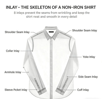 Men's White Slim Fit Dress Shirt Long Sleeve Formal Business Non Iron Wrinkle Resistant Elastic Tops