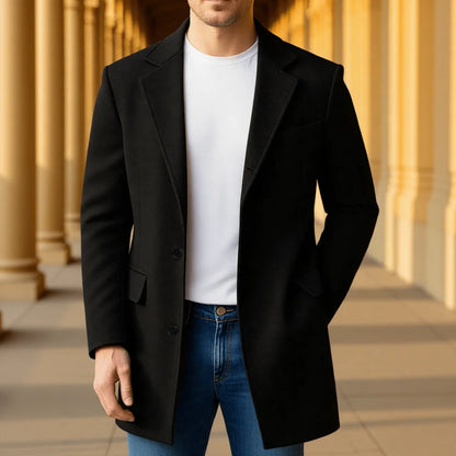 Men's  Woolen Overcoat, Thickened Winter Warm Trench Style - Stand Collar Streetwear Casual