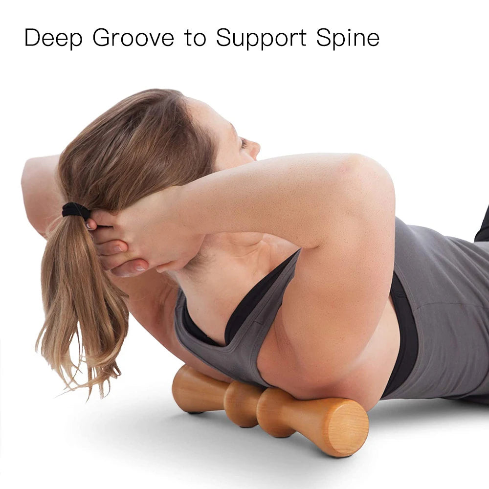 Wood Back Roller, Spine Stretcher & Aligner, Ma Roller, Back Cracker for Back Pain Relief & Muscle Recovery,Manual Back Massager