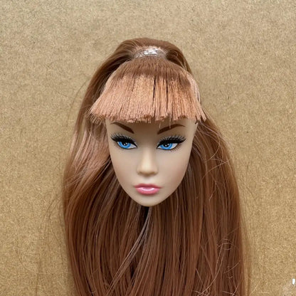 1/6 Scale Multi-jointed Fashion Doll Heads with Bangs Pony Tail Super White Beige Dark Brown Skin Tone PP Doll Figures for Colle