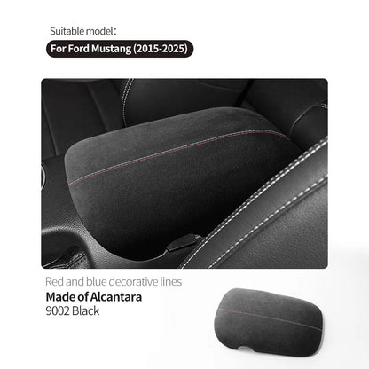 For Ford Mustang 2015-2025 Made of Alcantara Wrap ABS Car Trim Armrest Box Cover Panel Italian Suede Interior Tuning Accessories