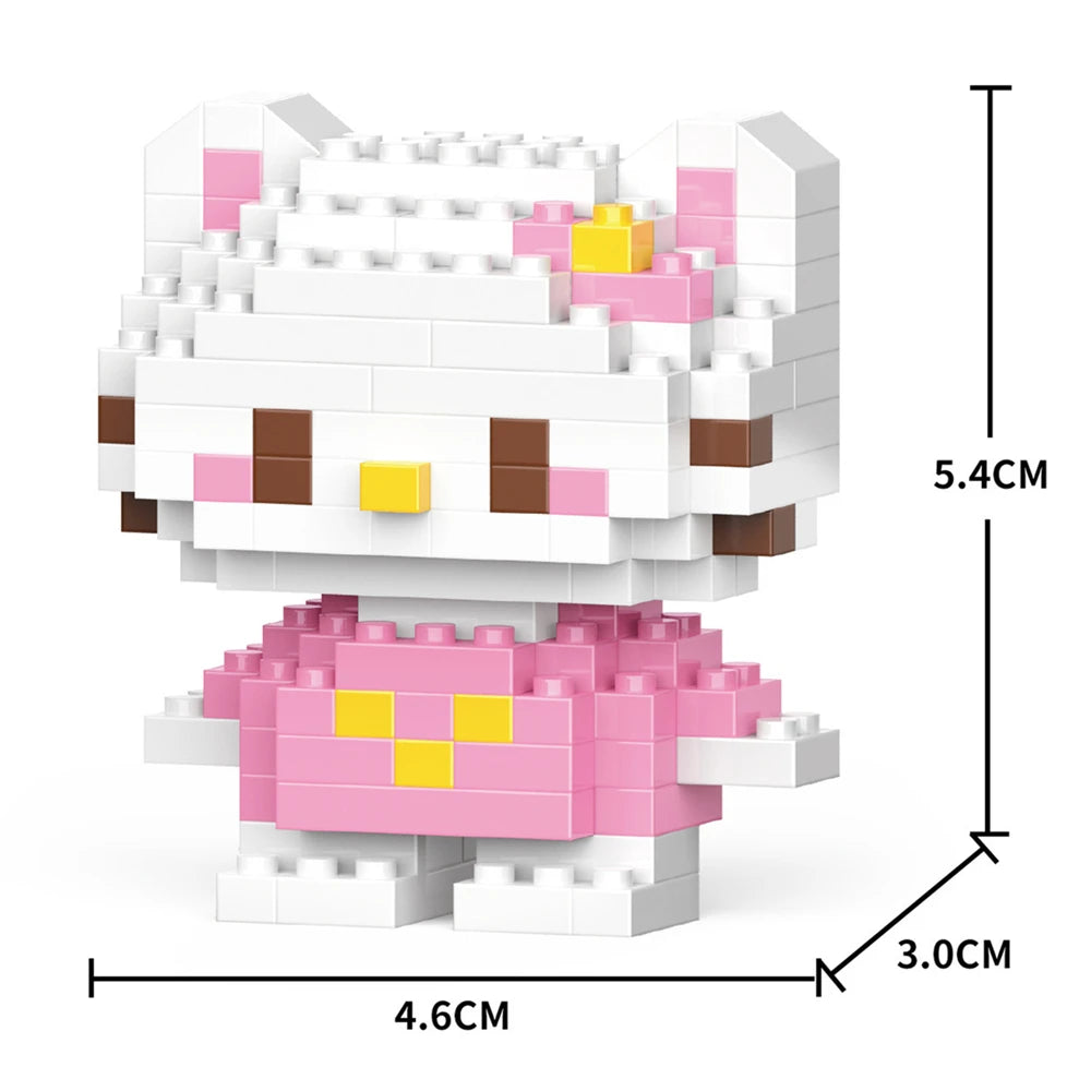 Cartoon Anime Hello Kitty Panda Refrigerator Magnet Blocks Kuromi My Melody Cinnamoroll Building Blocks Toy Kids Birthday Gift