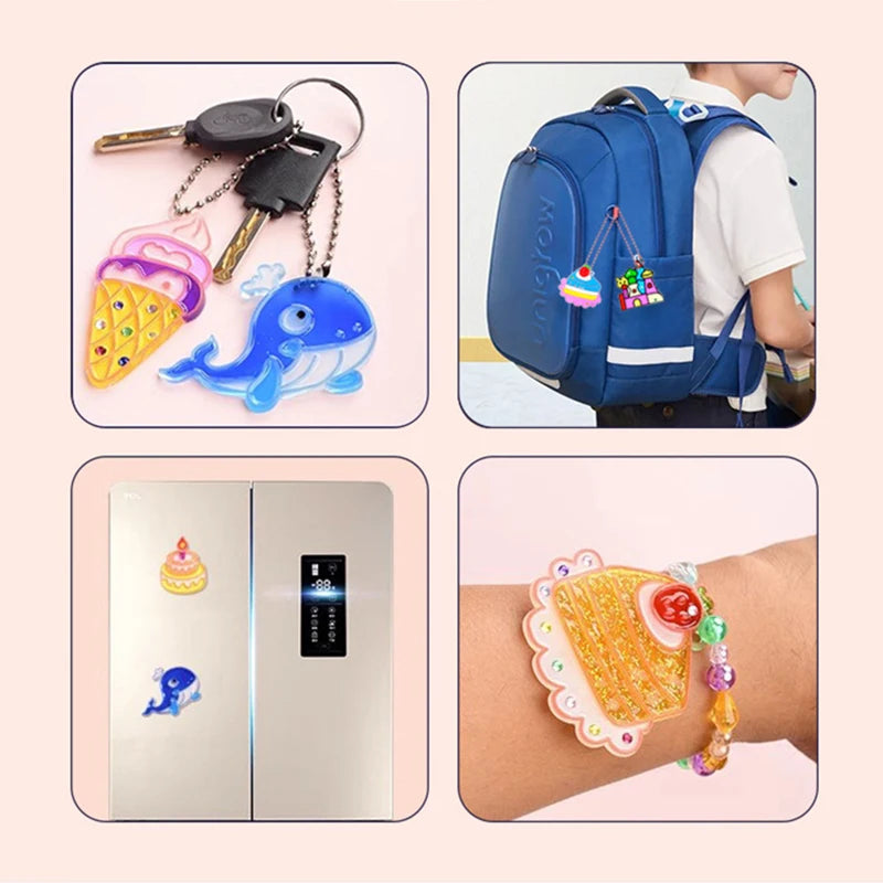 No-bake Crystal Glue Painting Set Children's Handmade DIY Jewelry Hangings Coloring Paint Painting Cream Glue Girl Gift