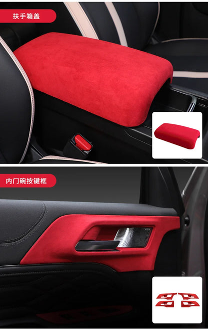TOP Suede Car Interior Panel Trim Decoration For Great Wall WEY Tank 300 2021 2022 2023 Gear Shift Cover Modification Accessory
