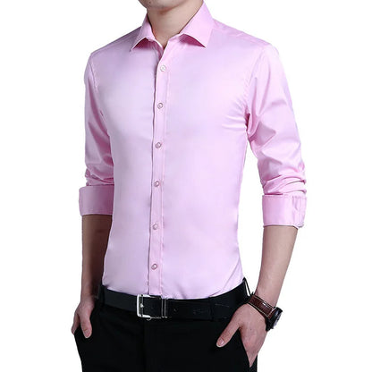 White Shirt Men's Long Sleeved Korean Slim Fit Business Casual Best Man Shirt Trend Men's Professional Dress Tie Inch Shirt