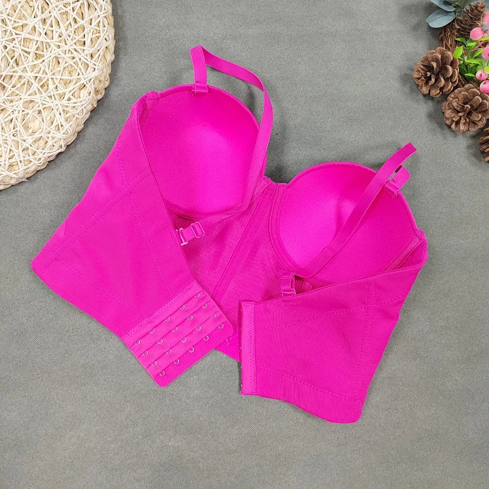 SXTHAENOO Summer 8 colors Fashion Mesh Push Up Bralet Women's Corset Simple Bustier Bra Night Club Party Sexy Cropped Top Vest