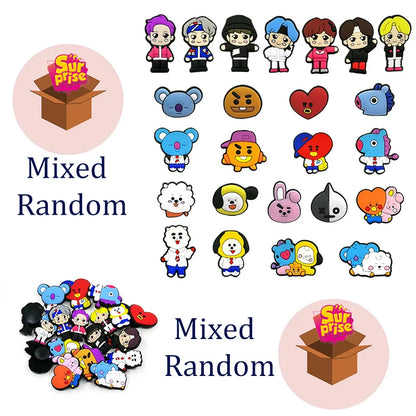 7-240PCS Kawaii cartoon Shoes Charms DIY PVC Shoe Bag  Accessories For Bookworm Wristband Pendant Decoration Kids Xmas Gifts