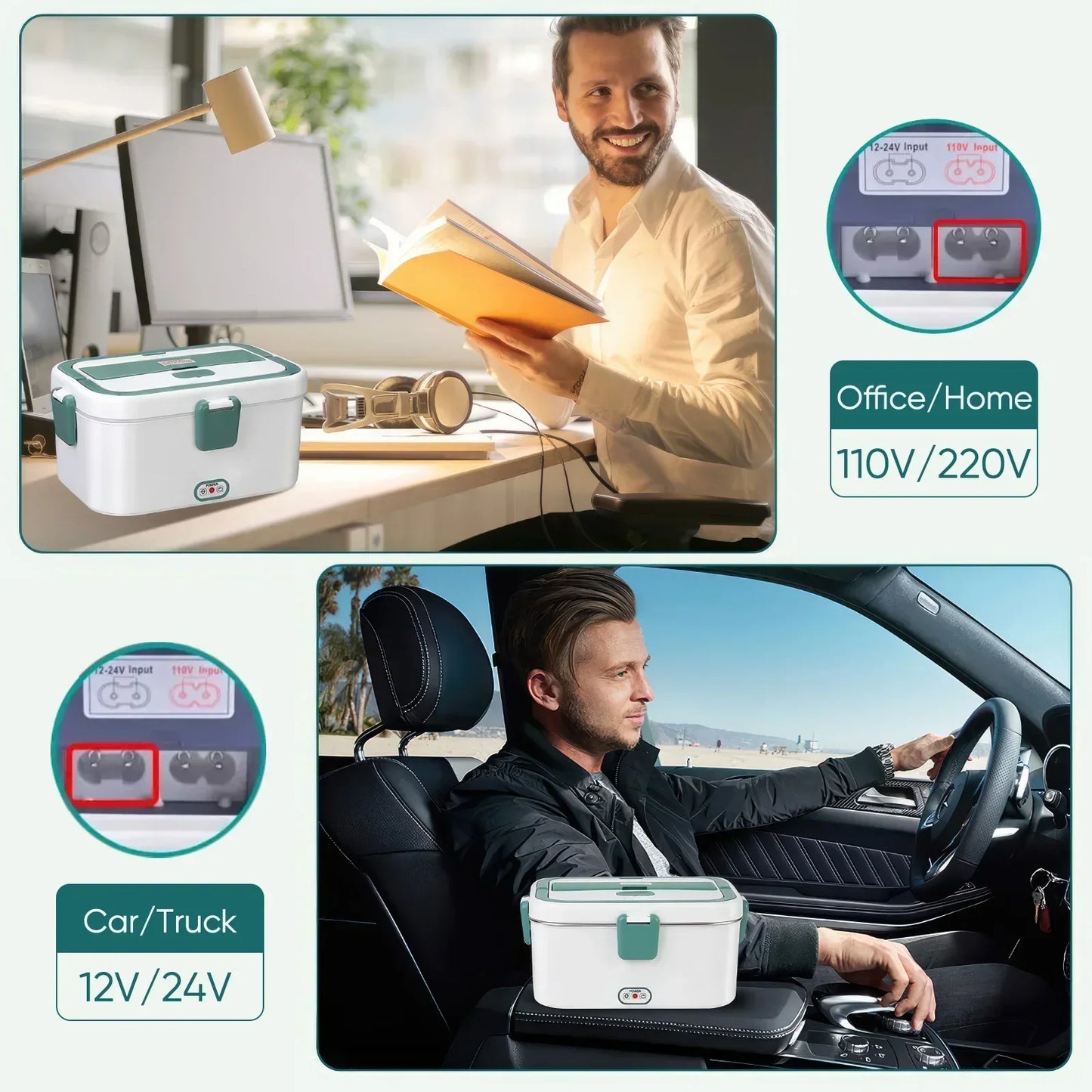 Electric Lunch Box Food Warmer 1.8 L 80W  Camping Bento Picnic Portable Food Heater Car/Truck/Home in-car Electric Lunch Box