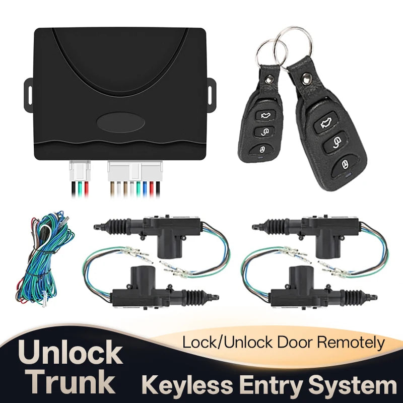 Hippcron Car Lock Door  Remote Control Entry System Car Central Control Lock With 4 Door Lock Actuator 12V Universal
