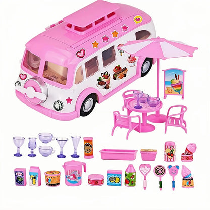 DIY Doll House for LOL Dolls Convertible Picnic Car & Bus Cute Miniatures Dollhouse Birthday Gift for Girls