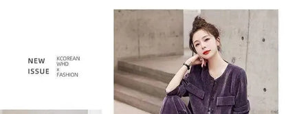 Fashionable Corduroy Set Women's Autumn Winter New Style Elegant Lady Fragrance Wind Coat Wide Leg Pants Two Piece Suit