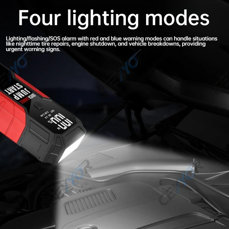 CEYYOR New 12V Jump Starter Car Battery Starting Device,Professional Booster Jump Starter for 8.0L Petrol 7.0L Diesel Car 점프스타터