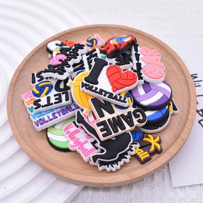 55Pcs Volleyball Shoe Charms for Clog Different Matching Sandals Wristbands Bracelets, Sports Ball Shoe Charms Decorations