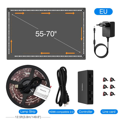 LED Smart Ambient TV Backlight Wifi Alexa Google Assistant Control 4K HDMI-Compatible 2.0 Device Screen Color SyncStrip Lights