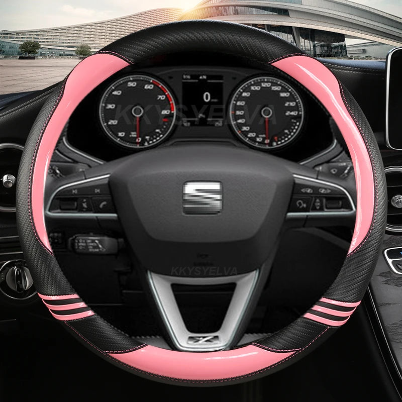 Carbon Fibre Car Steering Wheel Cover For Seat Leon 5F Mk3 2013-2022 Ibiza 6J 2022 Tarraco Arona Ateca Alhambra Auto Accessories