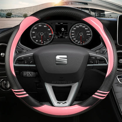 Carbon Fibre Car Steering Wheel Cover For Seat Leon 5F Mk3 2013-2022 Ibiza 6J 2022 Tarraco Arona Ateca Alhambra Auto Accessories