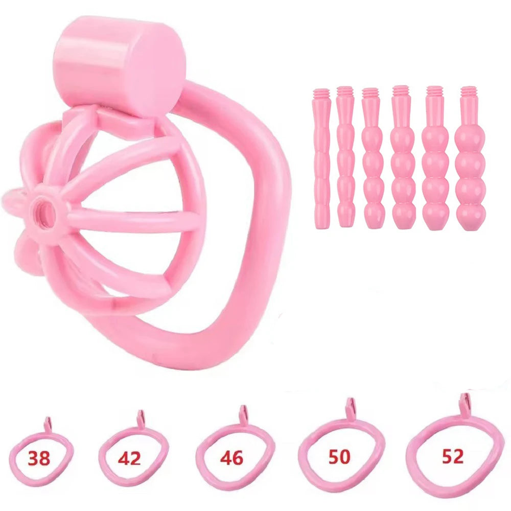 New 2026 Male Penis Chastity Cage Set Small Chastity Cage 5 Cock Rings With Urethral Sound Plug Penis Bondage Man Sex Toy