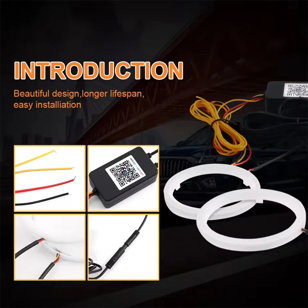 2PCS RGB Cotton LED Angel Eyes Halo Ring 60/70/80/90/95/100/110/120mm LED Headlight Lamp For Car Motorcycle DRL Eyes APP Control