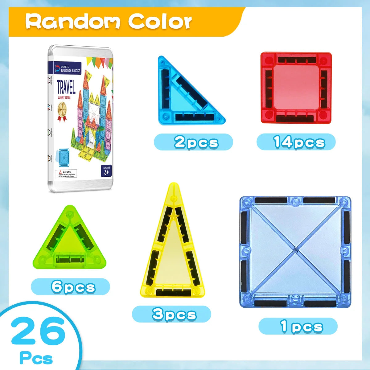 Large and Small Combination Magnetic Building Toys, Travel-Sized Iron Box for Easy Portability, Magnetic Building Blocks with Cr