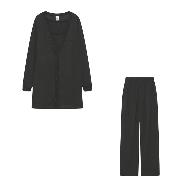 Autumn and Winter Women's Cross-border Knitting Amazon New Western Women's Jacket Vest Pants Three-piece Set