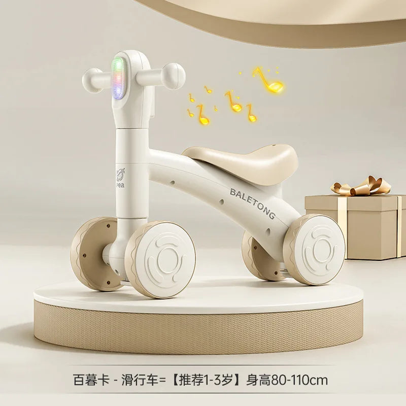 Children's Balance Bike 1-3 Year Old Children's 2-in-1 Sliding Bike Baby Learning Walking Four Wheel Baby Sliding Bike