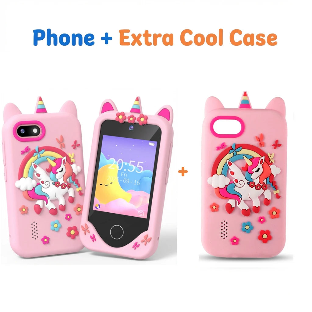 Smartphone Toy Kids with 44 Puzzle Games Dual Camera MP3 Player, Touchscreen Learning Toy Phone with Case for Boys Girls Gifts