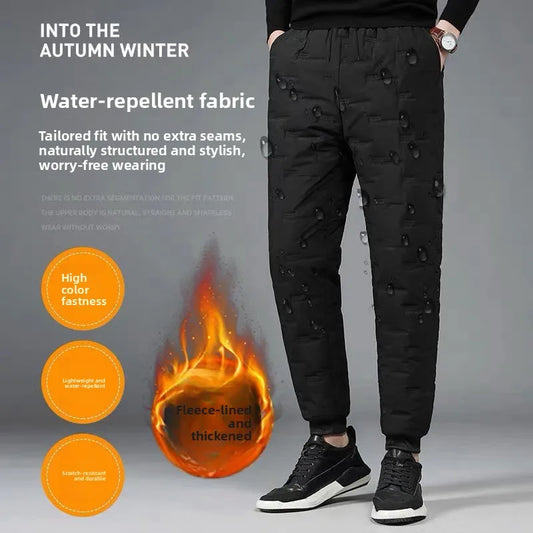Youth Thickened down Pants Outdoor Workwear Trousers Fashionable Street Style Long Pants for Men Winter Outdoor Activities