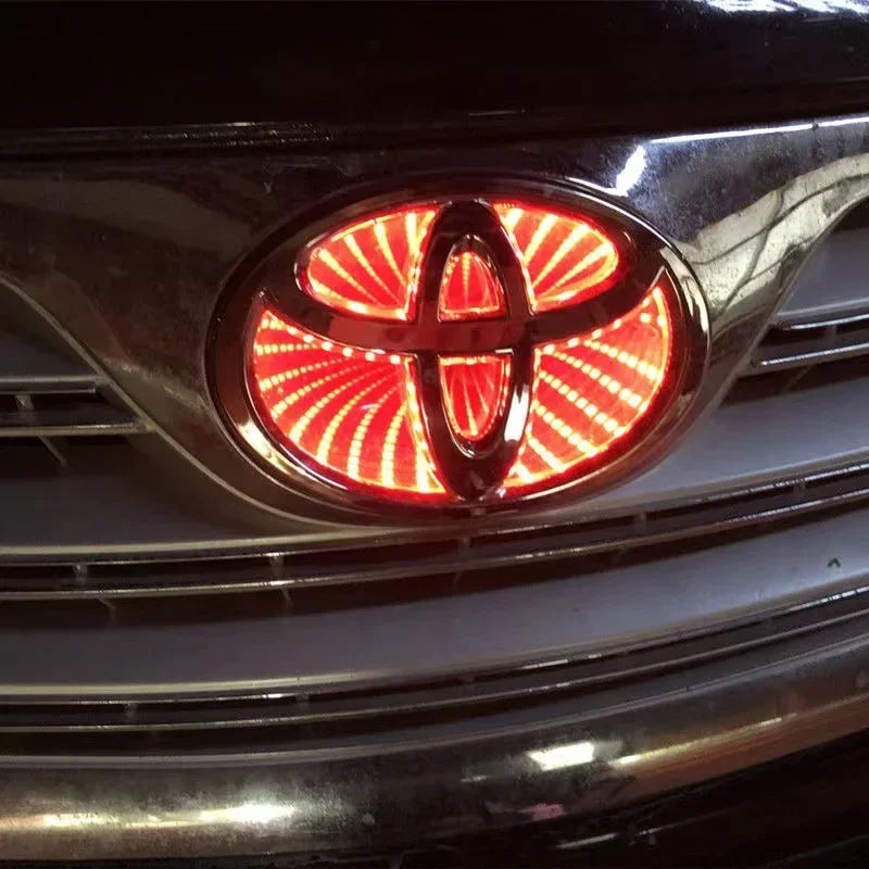 for Toyota Corolla PRADO Yaris CHR HRV AYGO Camry Vios Highlander LVALON Rav4 CHR REIZ 3D Car Front Grille Trunk Logo LED Light