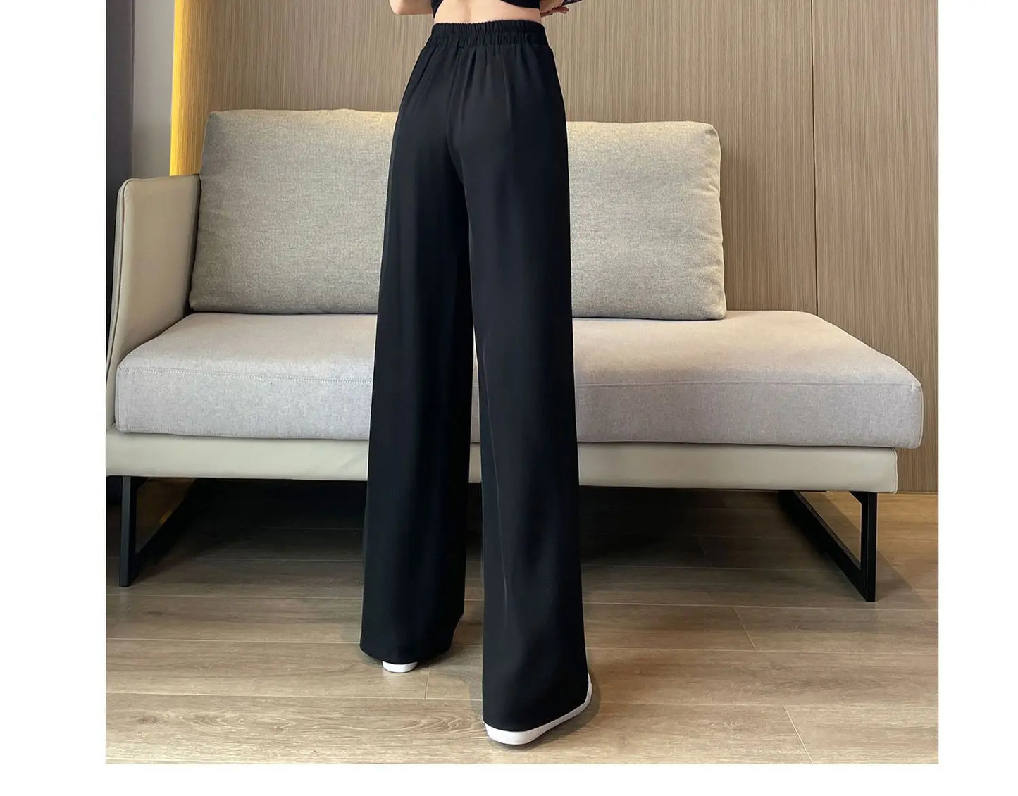 High Waist Wide Leg Pants Women's Loose Casual Straight Nine Points Super plus Size Slimming Trousers Korean Sle Spring Aut...