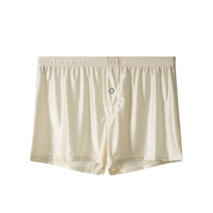 Three-Pack of Men's High-End Simple Smooth Satin Comfortable Skin-Friendly Home Boxer Briefs, Casual Sports Boxer Briefs for Men That Can Be Worn Outside
