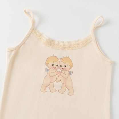 Cute Cartoon Lace Trim Tank Tops Women Summer New Slim Cotton Sleeveless Vests Vintage Sweet Preppy Style Camisole Y2K Clothes