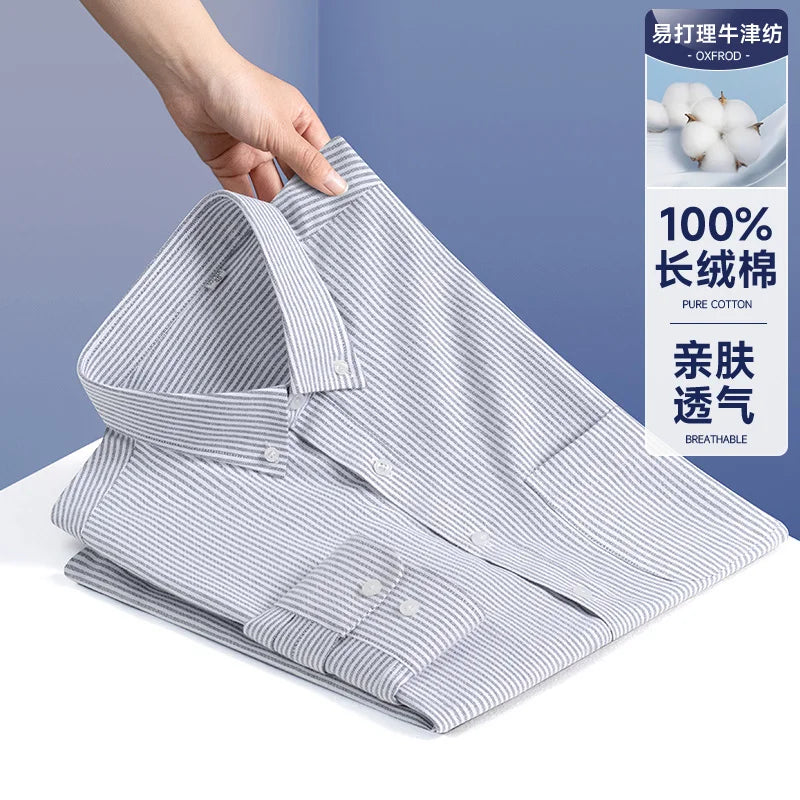 Men Formal Shirt Spring Autumn Long Sleeve Office Solid Color Fashion Business Pocket White Social Pocket Office White Shirt 5XL