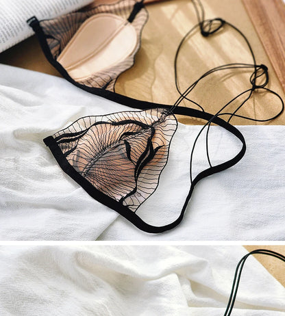 Elegant French Lace Front Closure Bra Set Ultra Thin Breathable Beauty Back Sensual Lingerie Wirefree UK Fit Summer S-XL MOYISU