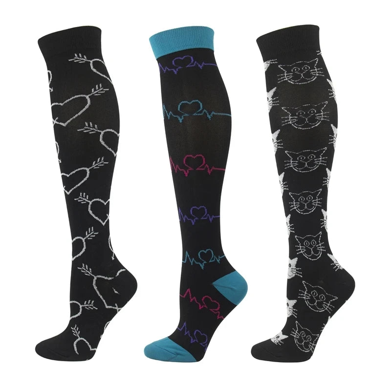 3/5/6 Pairs Compression Socks Exercise Mountaineering Running Sports Socks Elastic Medical Blood Circulation Swelling Nurse Sock