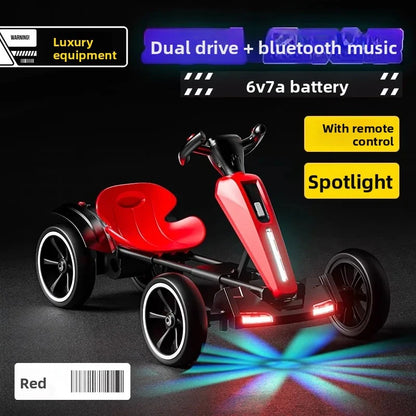 N‌ew Foldable Portable Kids Electric Go-Kart with 390 Motor Cool LED Lights No Assembly Outdoor Off-Road Toy Car for Boys/Girls