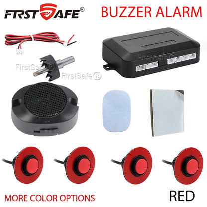 12V 16.5mm Flat Probe Parking Sensor Kit 4 Sensors Buzzer Detector Reversing Radar Universal Auto Auxiliary Safety Accessories