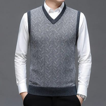 BROWON Brand Sweater Mens Clothes 2026 Autumn Wool Solid Color Knittes Sweater Vest Men Fashion Jacquard Thick Winter Clothing