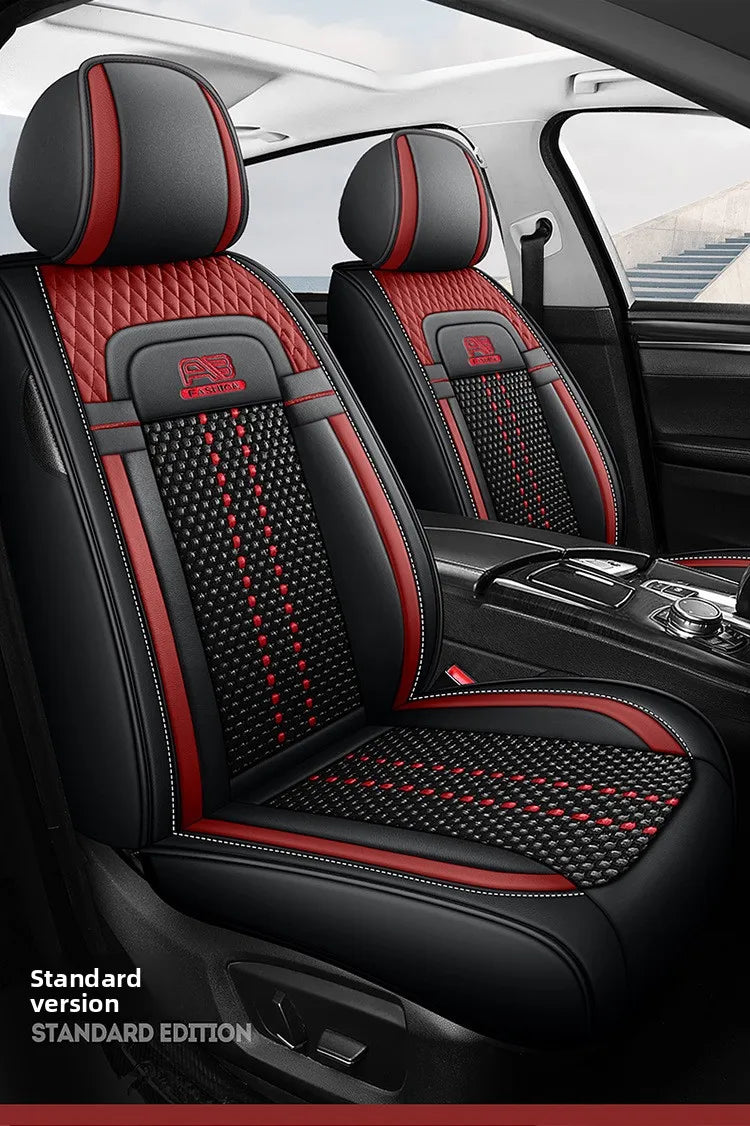 Universal Auto Split Seat Car Full Seat Cover Breathable Ice Silk Nappa Leather Car SUV Cushion Full Seats Cover Protection