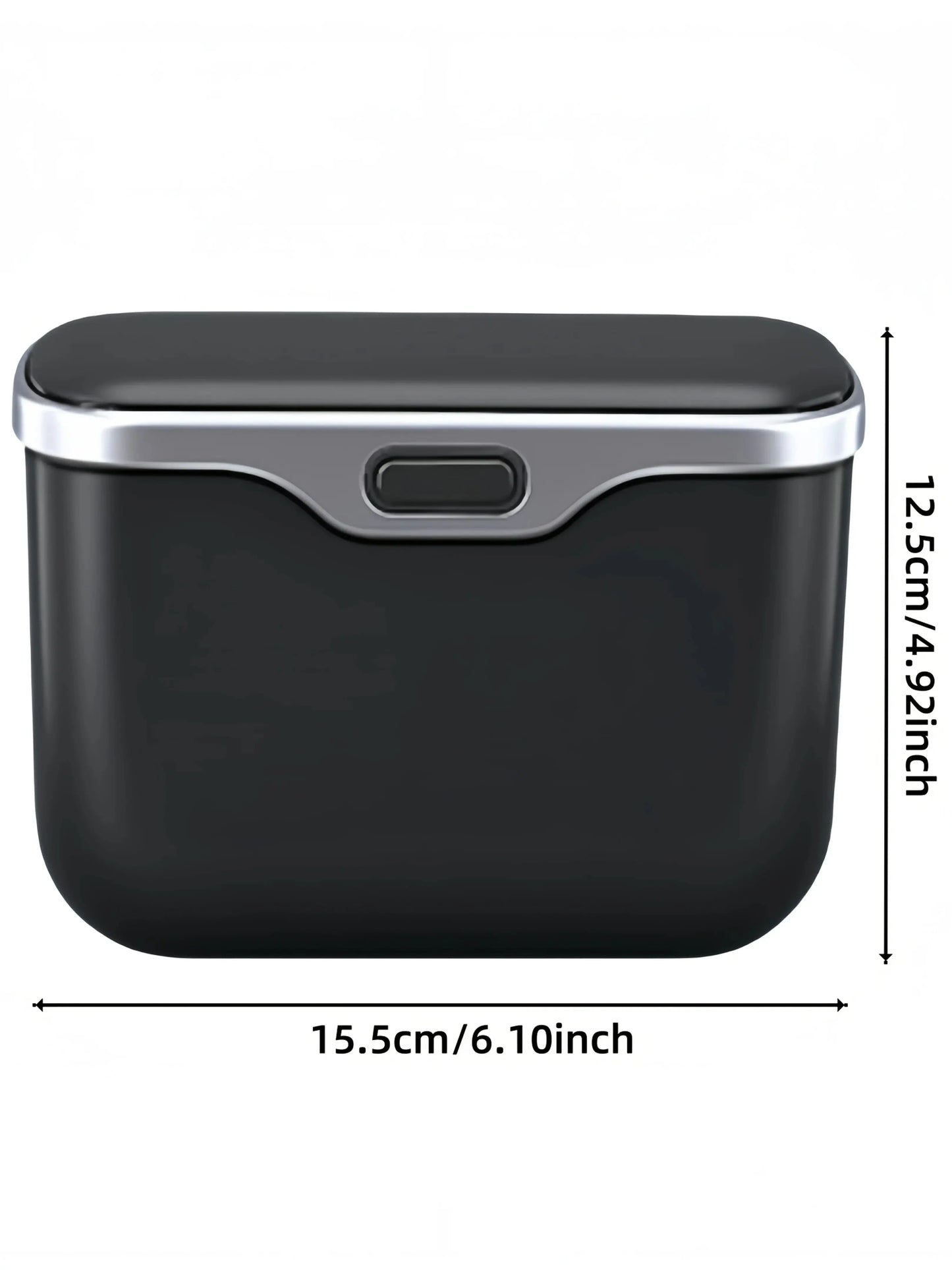 1pcs  Hanging Multifunctional Car Trash Can with Lid Button Wet Dry Use Auto Interior Storage Organizer Bin