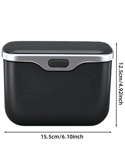 1pcs  Hanging Multifunctional Car Trash Can with Lid Button Wet Dry Use Auto Interior Storage Organizer Bin