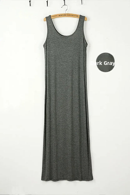 Spring Summer 2026 Women's Modal Long Sleeveless Dress Beachwear Base Layer Vest Skirt Large Size Korean Style Commute
